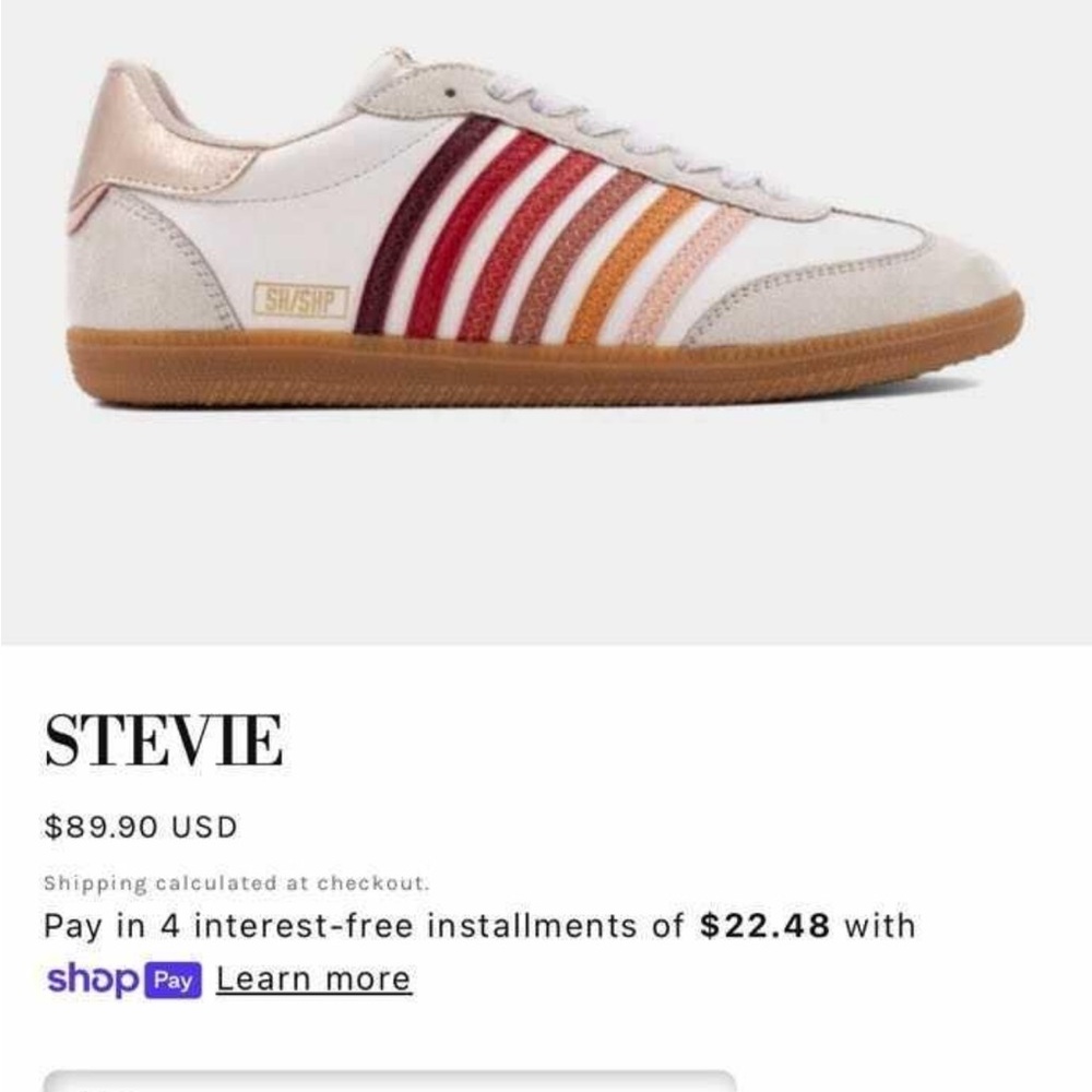 NEW StevieWhite Sneakers with Red and Orange Stripe Accents Size 8.5